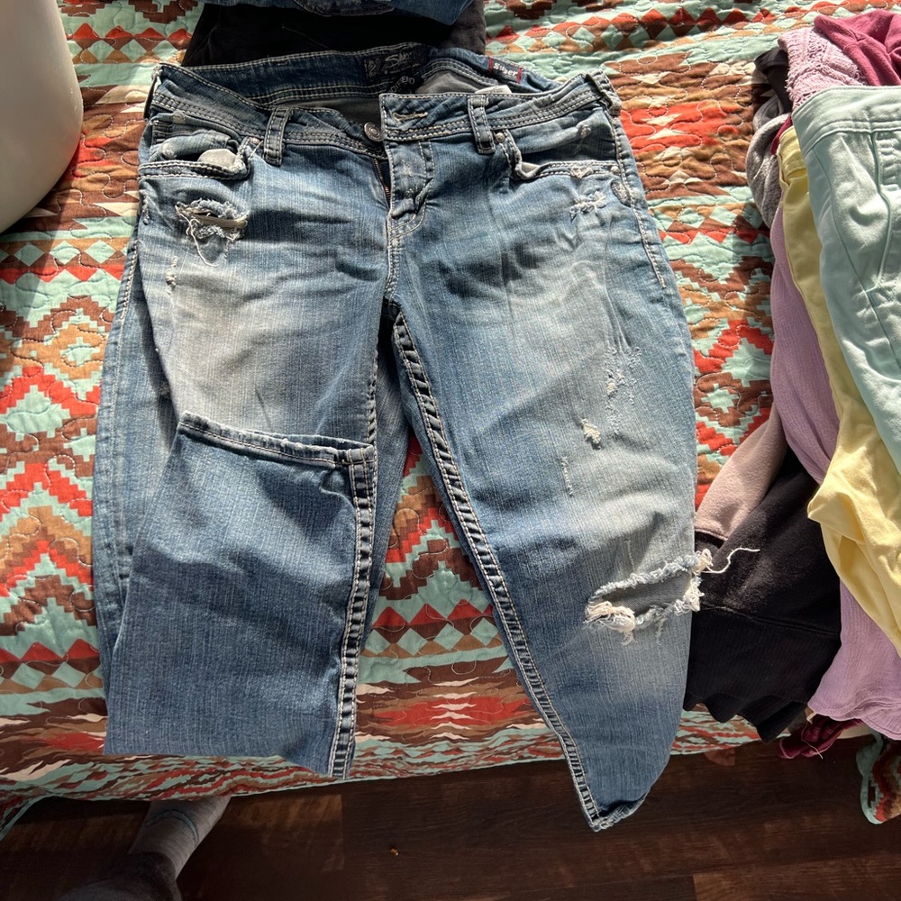 Silver cropped jean
